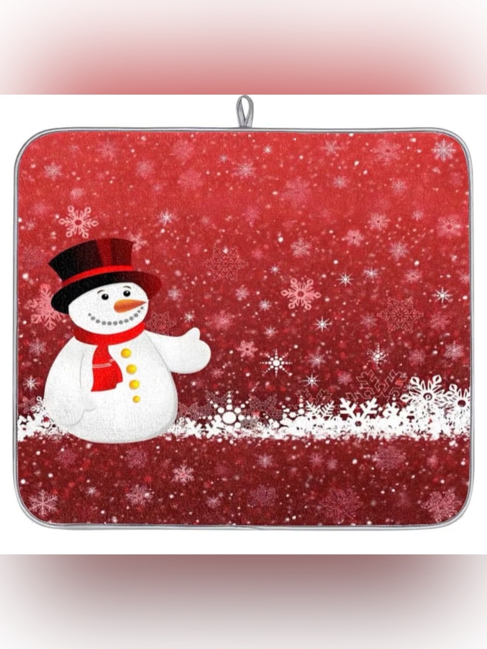 Holiday Red Snowman Dish Drying Mat